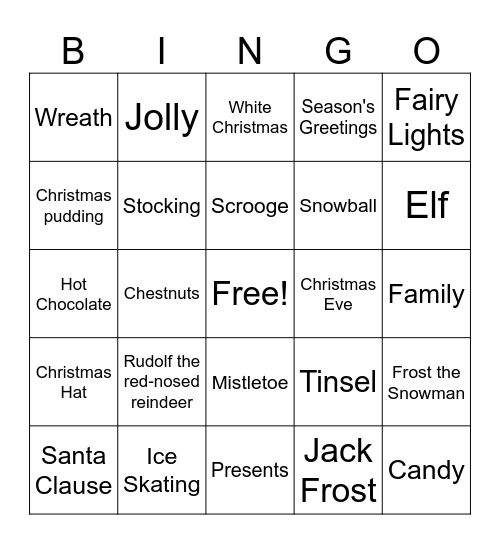 eBay Christmas Bingo Card