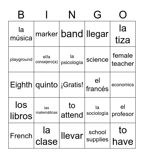 En la Escuela Unit Lotería Bingo Card