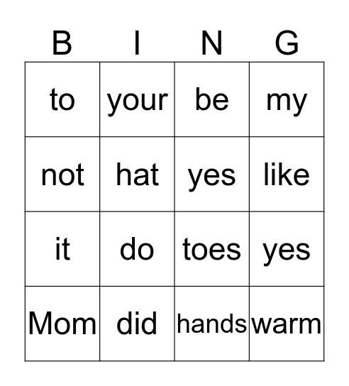 Are You Warm? Bingo Card