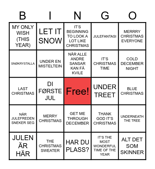 X-MAS MUSIC BINGO Card