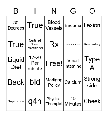 Final Exam  Review Bingo Card