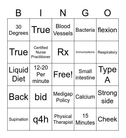 Final Exam  Review Bingo Card