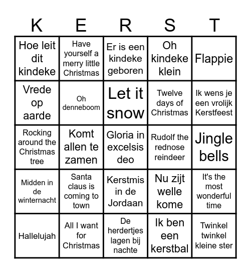 Kerst Bingo Card