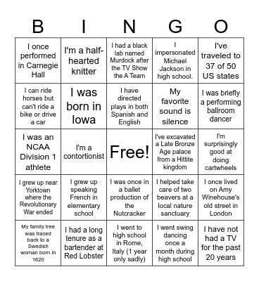 Holiday Party Bingo Card
