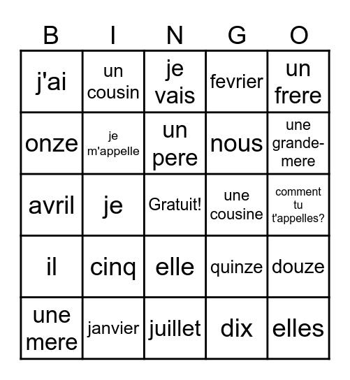 6th LE Bingo Card
