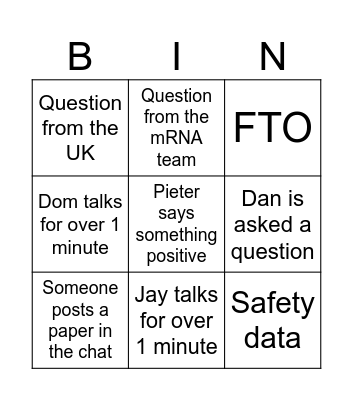 NTx Science Meeting Bingo Card