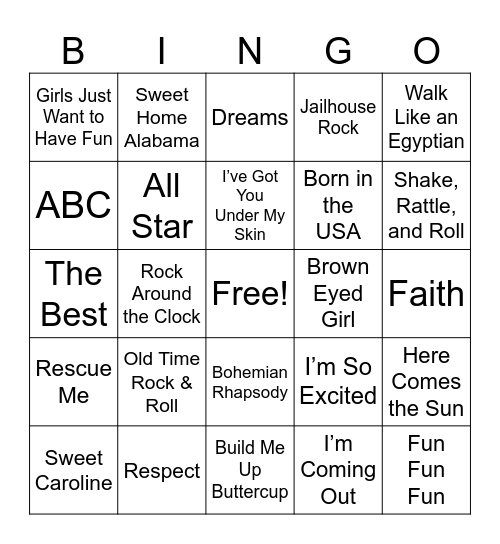 Music Bingo- Classic Bingo Card