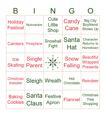 Hallmark Christmas Movie Bingo Card