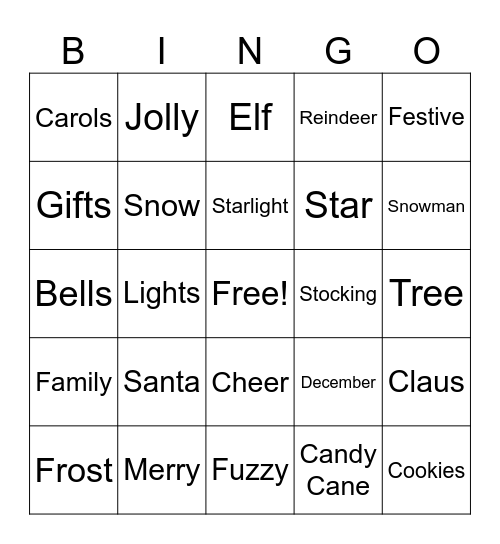 Ornament Bingo Card