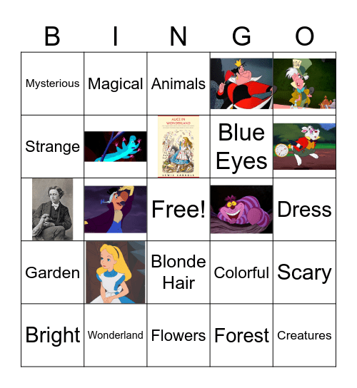 Alice in Wonderland Bingo Card