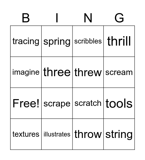 Unit 7 Vocab and Spelling Bingo Card