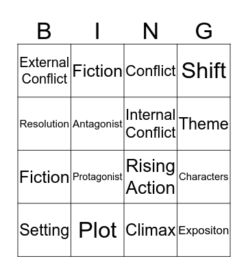 Elements of a Plot Bingo Card