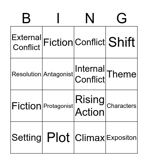 Elements of a Plot Bingo Card