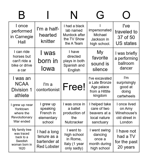 Holiday Party Bingo Card