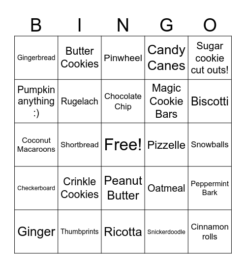 Holiday Treat Bingo! Bingo Card