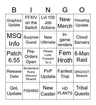 JP FANFEST Bingo Card