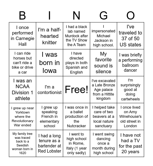 Holiday Party Bingo Card