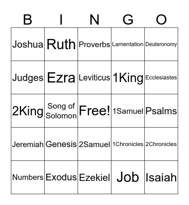 Bible Bingo Card