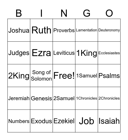 Bible Bingo Card