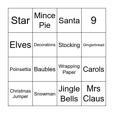 Year 11 Christmas Bingo! Bingo Card