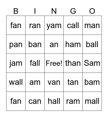 1.5 Bingo Card