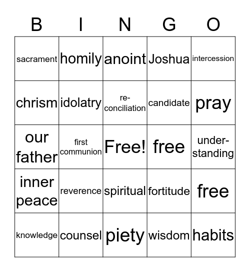 confirmation i  Bingo Card