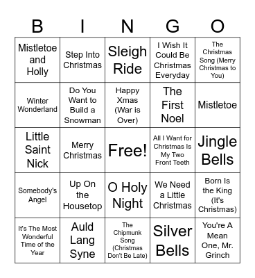 CFIE Christmas Bingo Card