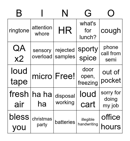 welcome back Bingo Card