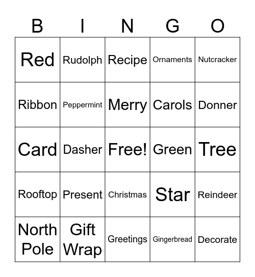 Winter Bingo (R) Bingo Card