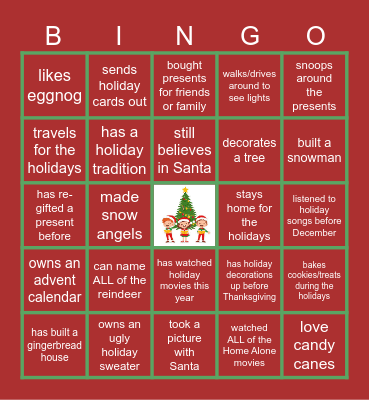 Alumnae Committee Virtual Holiday Bingo! Bingo Card