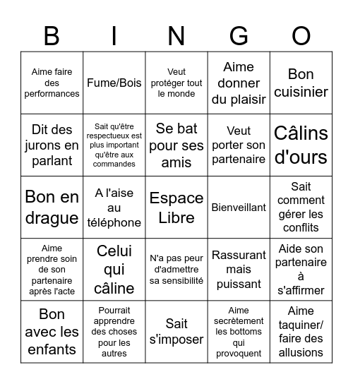 BINGO du top Bingo Card