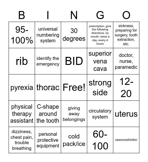 Review Bingo Card
