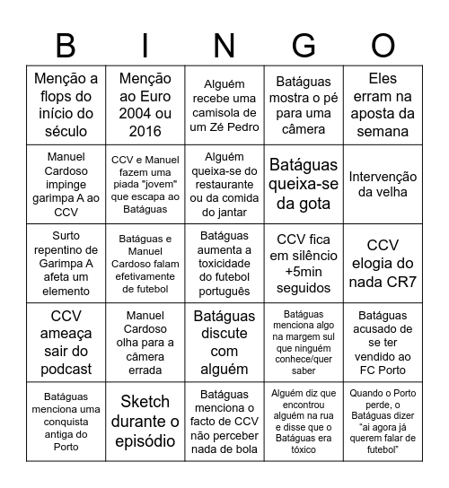 Falsos Lentos Bingo Card