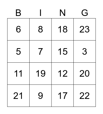 ABC 123 Bingo Card