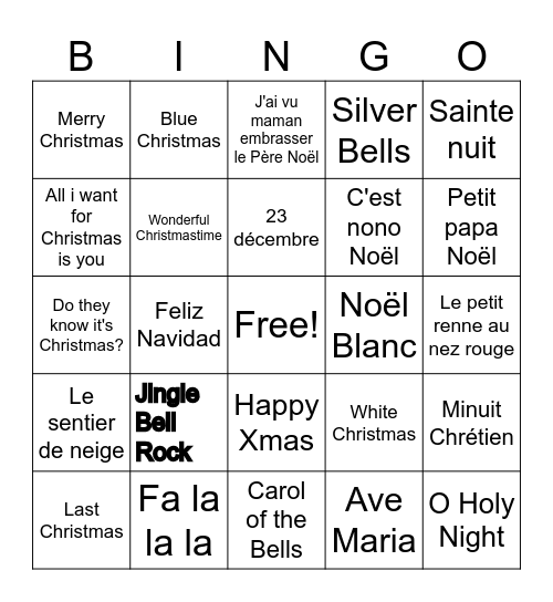 Singo de Noël Bingo Card