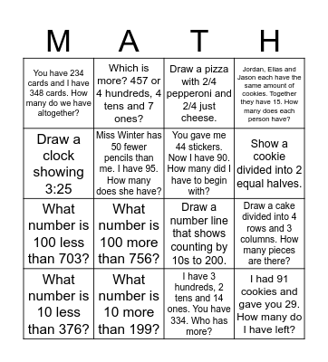 Problem of the Day Bingo Card