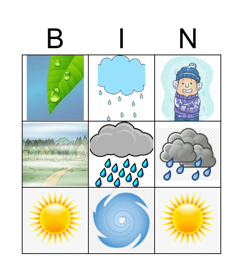 Weather words Bingo Card