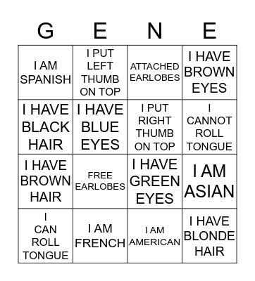 Genetic Bingo Card