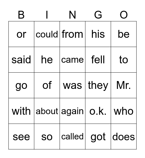 24 Bingo Card