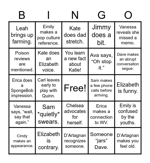 Welcome Katie!!! Bingo Card