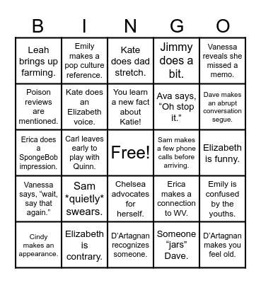 Welcome Katie!!! Bingo Card