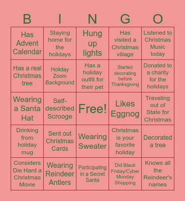 HOLIDAY BINGO Card