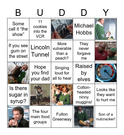 Elf the Movie Bingo Card