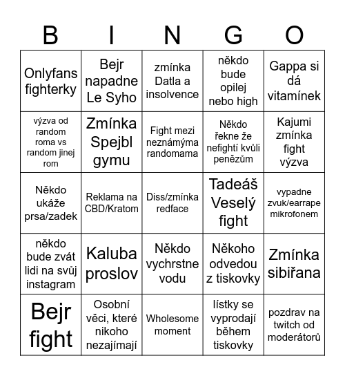 clash Bingo Card