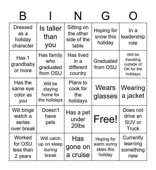 Team Bingo Card