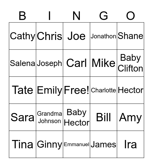 FAMILY FUN Bingo Card