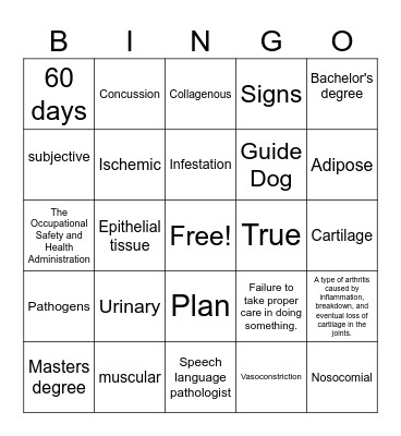 rehab final Bingo Card