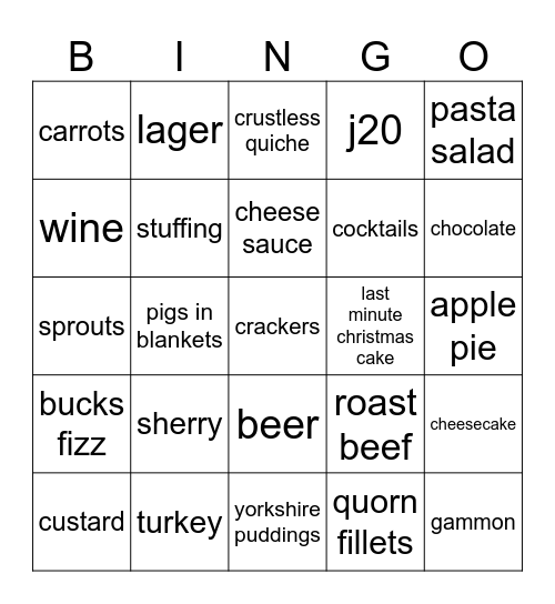 Slimming World Christmas Bingo Card