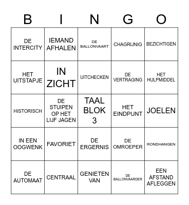 TAAL 6 - BLOK 3 Bingo Card