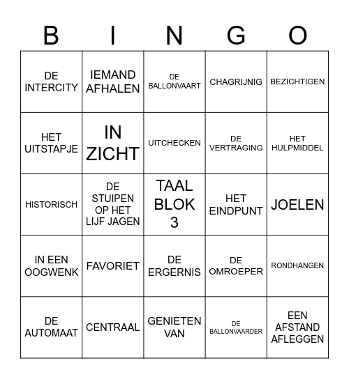 TAAL 6 - BLOK 3 Bingo Card